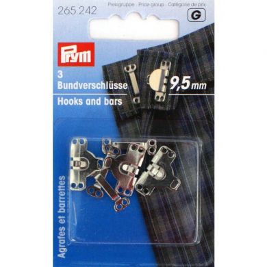 Broek en rokhaken 9,5 mm zilver, 3 stuks Prym