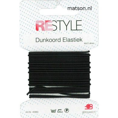 Dunkoord elastiek 1,4 mm zwart, 4 meter
