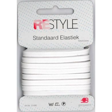 Standaard super elastiek 4,5 mm wit, 10 meter