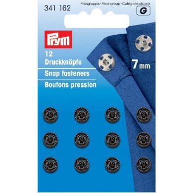 Drukkers 7 mm zwart, 12 stuks Prym