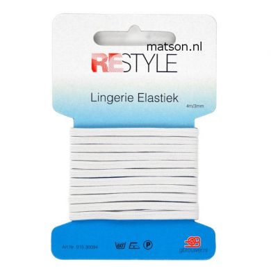 Lingerie elastiek 3 mm wit, 6 meter