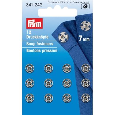 Drukkers 7 mm zilver, 12 stuks Prym