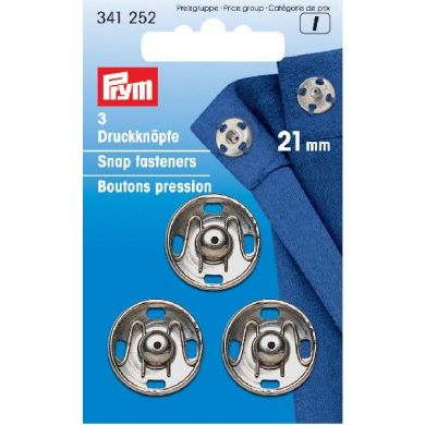 Drukkers 21 mm zilver, 3 stuks Prym