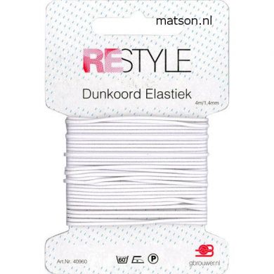 Dunkoord elastiek 1,4 mm wit, 4 meter